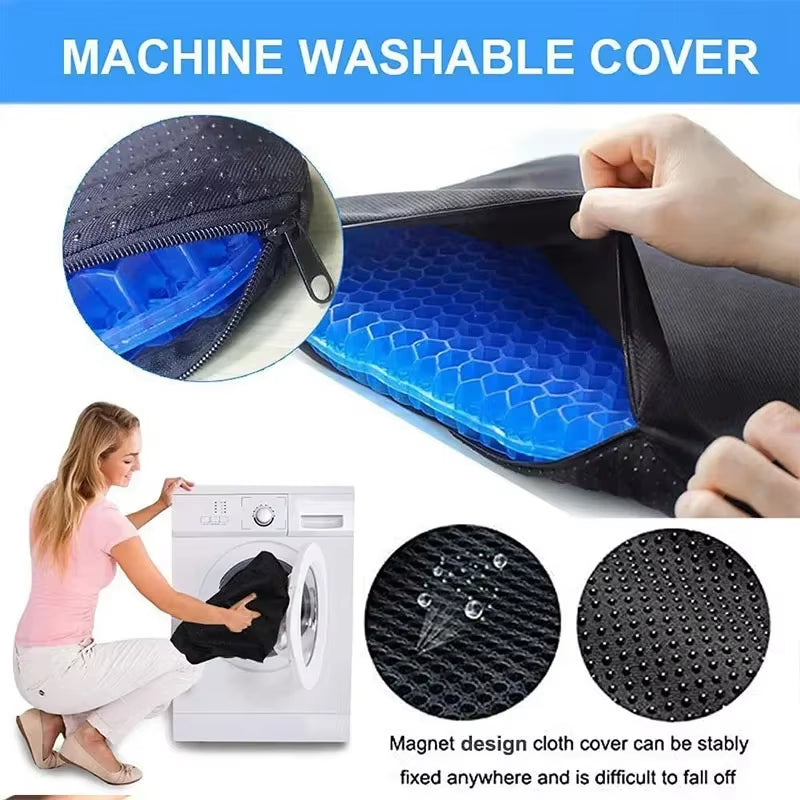 Summer Gel Seat Cushion Breathable Honeycomb Design for Pressure Relief Back Tailbone Pain - Home Office Chair Cars Wheelchair